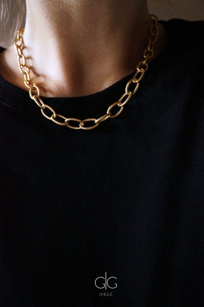 Large trendy gold chain necklace - GG UNIQUE
