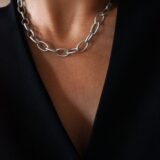 Large trendy silver chain necklace - GG UNIQUE