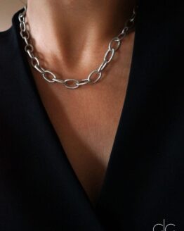 Large trendy silver chain necklace - GG UNIQUE