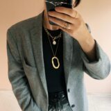 Minimal long necklace with a large oval ring - GG UNIQUE