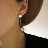 Minimal style long silver stick earrings - GG UNIQUE