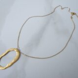 Minimal long necklace with a large oval ring - GG UNIQUE