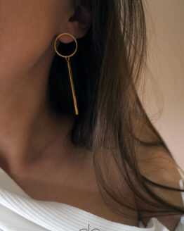 Circle and long bar earrings gold color - GG UNIQUE