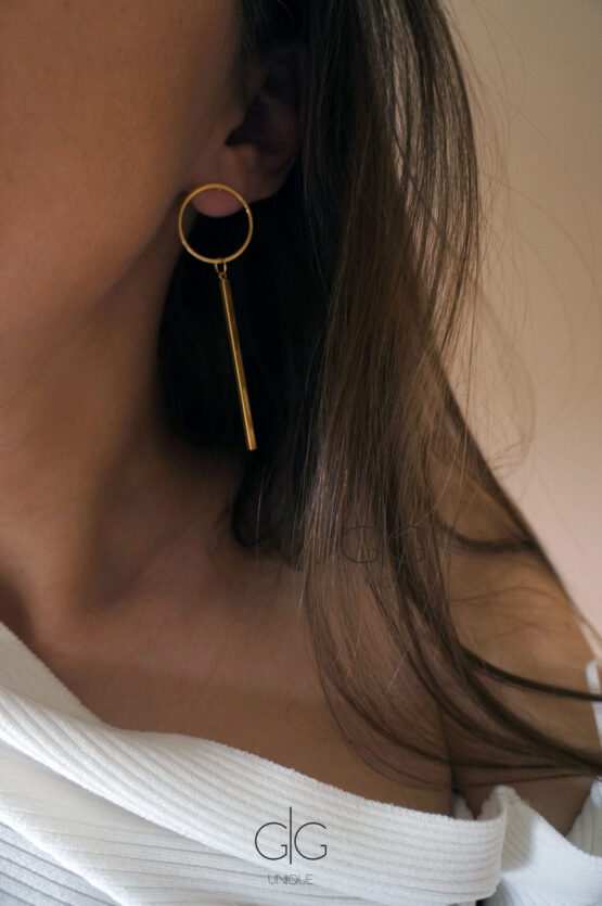 Circle and long bar earrings gold color - GG UNIQUE