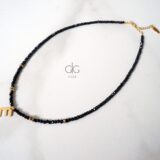 Black crystal necklace with initial letter pendant - GG UNIQUE