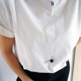 Minimal long necklace with a black onyx stone - GG UNIQUE