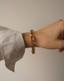Large ring gold plated chain bracelet - GG UNIQUE