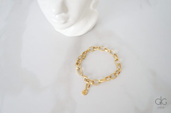 Large ring gold plated chain bracelet - GG UNIQUE