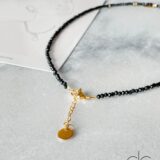 Black crystal necklace with initial letter pendant - GG Unique