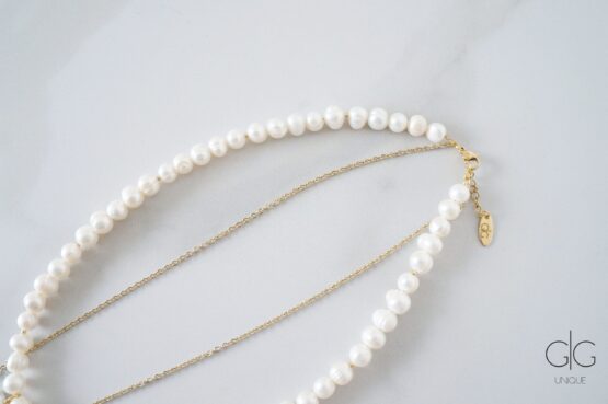 Freshwater pearl necklace with Keshi pearl pendants - GG UNIQUE