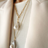 Exclusive large baroque pearl gold plated necklace