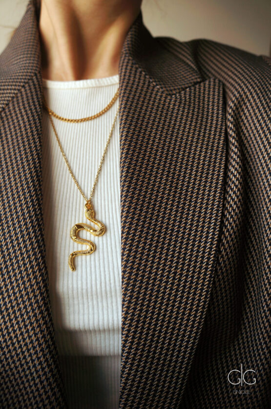 Gold plated snake necklace - GG UNIQUE