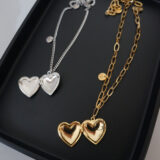 Large heart locket pendant polished lockets