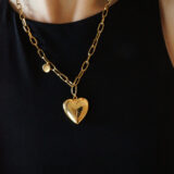 Large heart locket pendant polished lockets