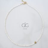 Small pearl delicate necklace with a golden heart - GG UNIQUE