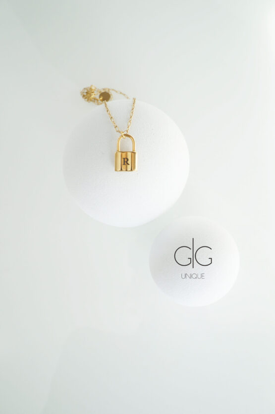 Personalized gold locker pendant necklace - GG UNIQUE
