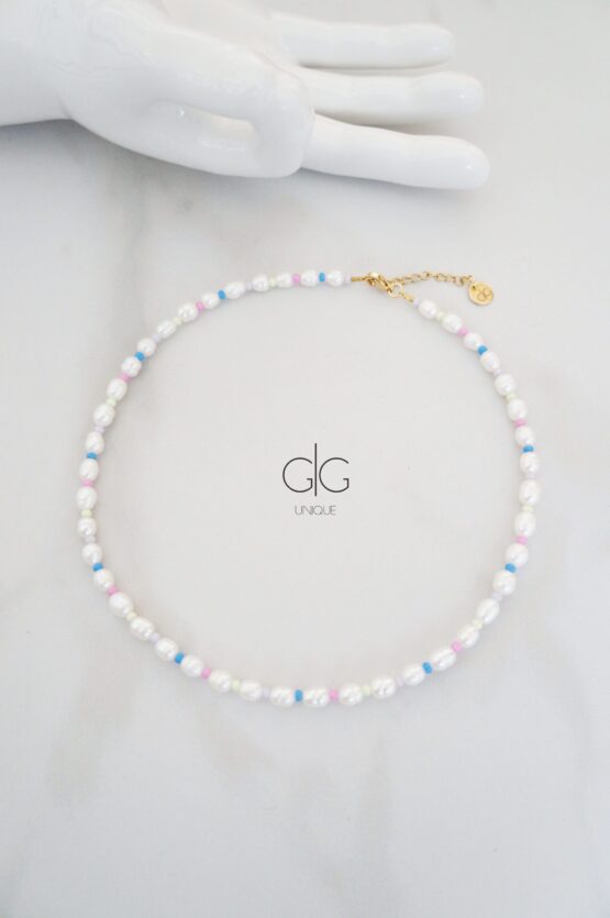 Pearl and vibrant color necklace - GG UNIQUE