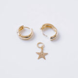 Gold plated hoop earrings with removable star pendant - GG Unique