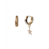 Gold plated hoop earrings with removable star pendant - GG Unique
