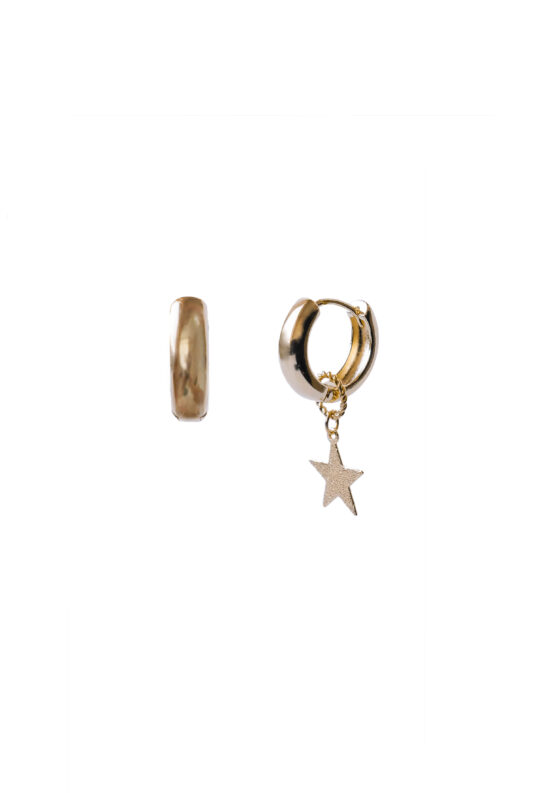 Gold plated hoop earrings with removable star pendant - GG Unique