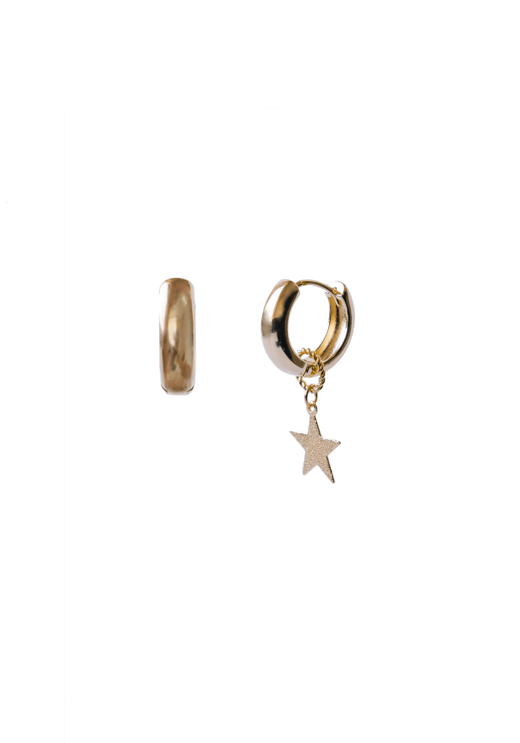 Gold plated hoop earrings with removable star pendant - GG Unique