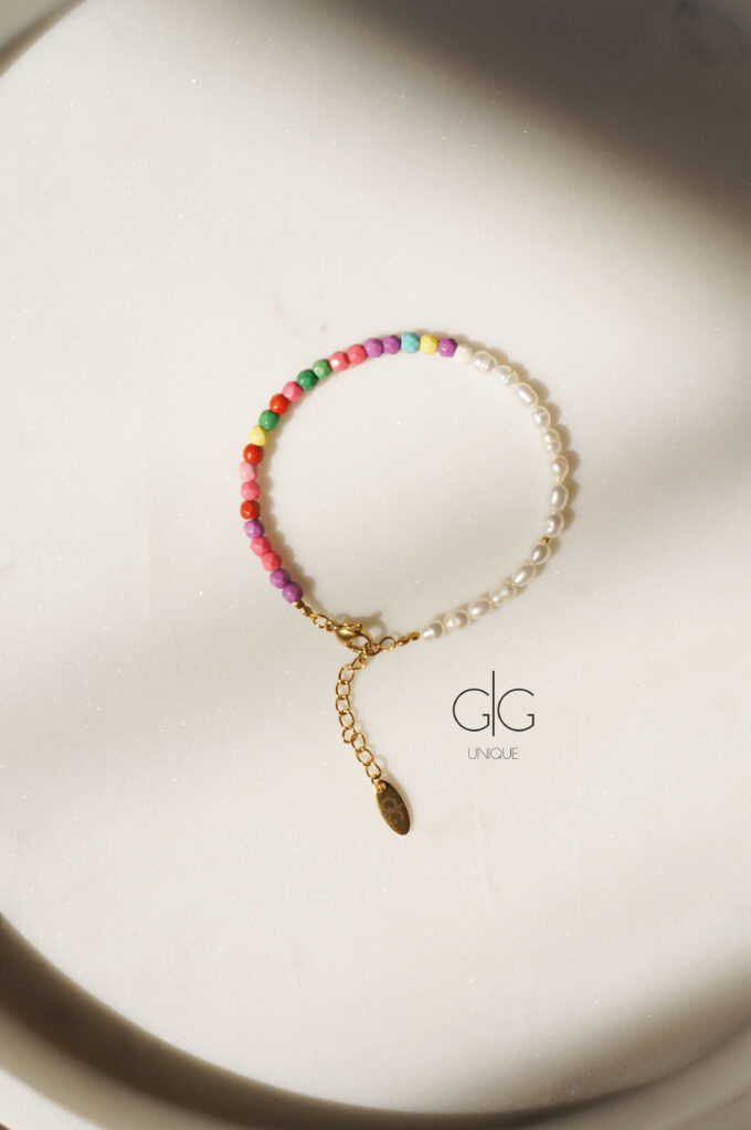 Colorful small pearl and howlite stone bracelet - GG UNIQUE