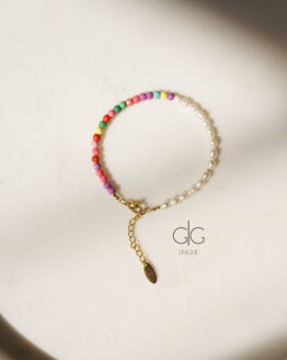 Colorful small pearl and howlite stone bracelet - GG UNIQUE