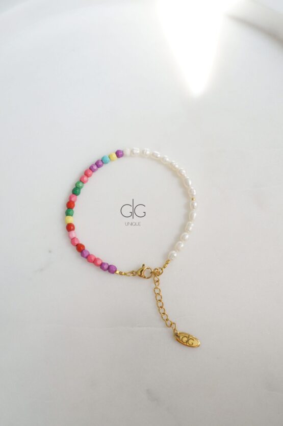 Colorful small pearl and howlite stone bracelet - GG UNIQUE