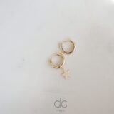 Gold plated hoop earrings with removable star pendant - GG UNIQUE