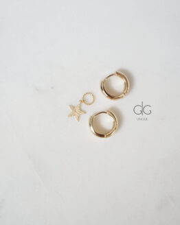 Gold plated hoop earrings with removable star pendant - GG UNIQUE
