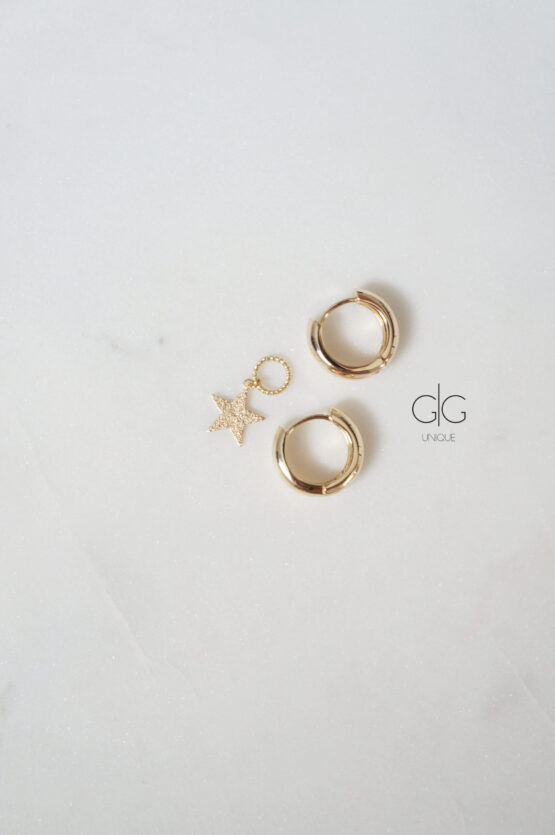 Gold plated hoop earrings with removable star pendant - GG UNIQUE