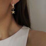 Gold plated hoop earrings with removable star pendant - GG UNIQUE