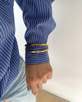 Thick stainless steel bangle bracelet in gold - GG UNIQUE