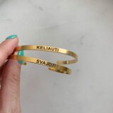 Thick stainless steel bangle bracelet in gold - GG UNIQUE
