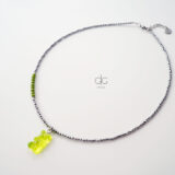 Trendy teddy bear colorful necklace with hematite stones - GG UNIQUE