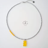 Trendy teddy bear colorful necklace with hematite stones - GG UNIQUE
