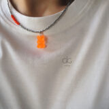 Trendy teddy bear colorful necklace with hematite stones - GG UNIQUE