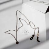 Thin stainless steel glasses chain with freshwater pearls - GG UNIQUE