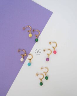 Colorful mini howlite stone hoop earrings - GG UNIQUE