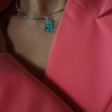 Trendy teddy bear colorful necklace with hematite stones - GG UNIQUE