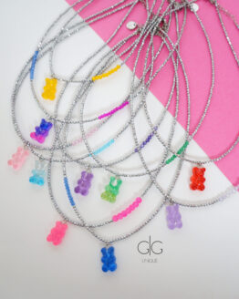 Limited edition teddy bear necklace with hematite stones - GG UNIQUE
