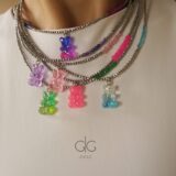 Limited edition teddy bear necklace with hematite stones - GG UNIQUE