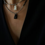 Classic edition teddy bear necklace with hematite stones