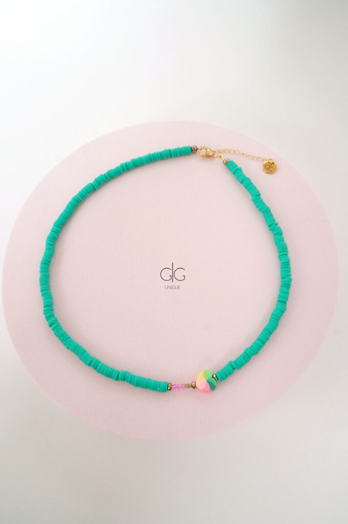 Green color candy heart rubber necklace - GG UNIQUE