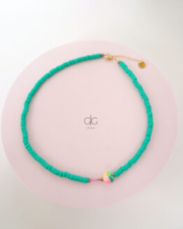 Green color candy heart rubber necklace - GG UNIQUE