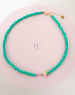 Green color candy heart rubber necklace - GG UNIQUE