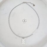 Classic edition teddy bear necklace with hematite stones | GG UNIQUE