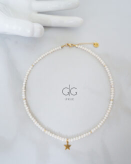 Delicate small pearl and star necklace | GG UNIQUE