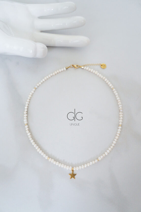 Delicate small pearl and star necklace | GG UNIQUE
