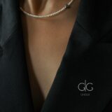 Small pearl necklace with silver hematite heart